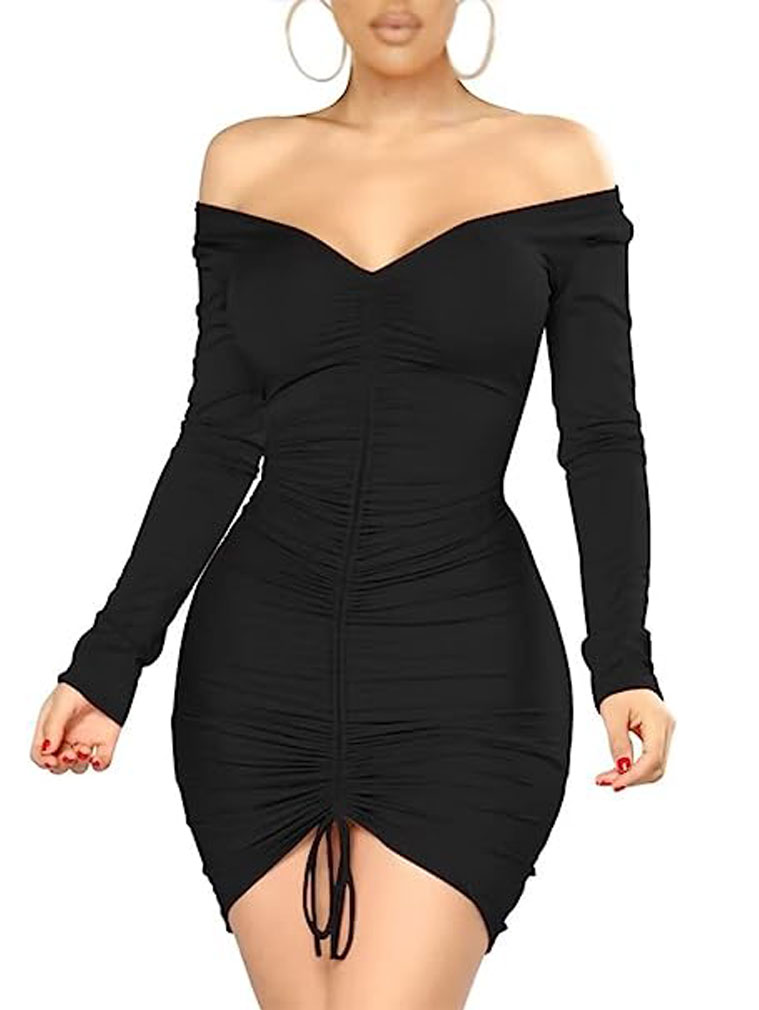 女士鸡尾酒身褶皱无袖正式迷你裙