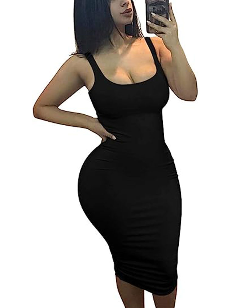 女士休闲无袖迷你裙性感的身体con鸡尾酒坦克换装